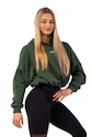 Damen Hoodie Nebbia  Loose Fit Crop Hoodie Iconic 421 dark green M/L