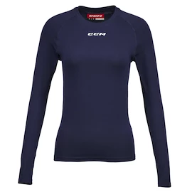 Damen-Kompressionsshirt CCM LS Training Tee Navy Senior