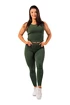 Damen Leggins Nebbia  Organic Cotton Ribbed High Waist Leggings 405 dark green