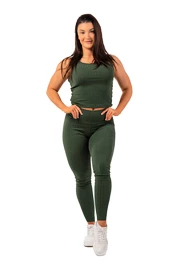 Damen Leggins Nebbia Organic Cotton Ribbed High Waist Leggings 405 dark green