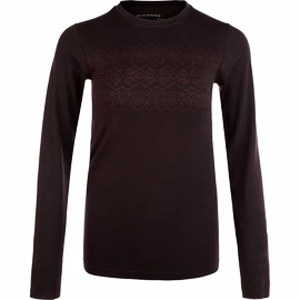 Damen T-Shirt Endurance Yalia Seamless Wool Print LS Baselayer Dark Purple