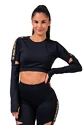 Damen T-Shirt Nebbia  Crop Top 821 black