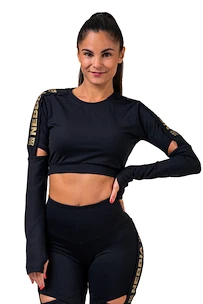 Damen T-Shirt Nebbia  Crop Top 821 black