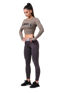 Damen T-Shirt Nebbia Hero Sporty Hero crop top long sleeve mocha XS