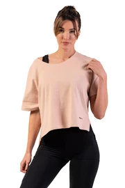 Damen T-Shirt Nebbia Organic Cotton Loose Fit “The Minimalist” Crop Top 417 salmon