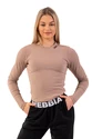 Damen T-Shirt Nebbia  Organic Cotton Ribbed Long Sleeve Top 415 brown