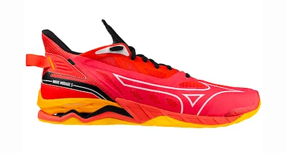 Herren Hallenschuhe Mizuno  WAVE MIRAGE 5 Radiant Red/White/Carrot Curl