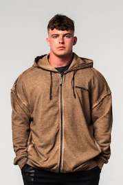 Herren Hoodie Nebbia Washed-off Zip Up Hoodie GYM BRO Light Brown