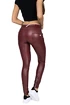 Herren Leggins  Hugz Jeans  Wine Faux Leather Biker Mid Waist