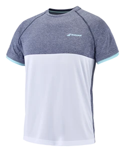 Kinder T-Shirt Babolat  Play Crew Neck Tee Boy White/Blue 6 - 8 Jahre