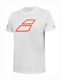 Kinder T-Shirt Babolat  Strike Cotton Tee Jr White/Strike Red 8 - 10 Jahre