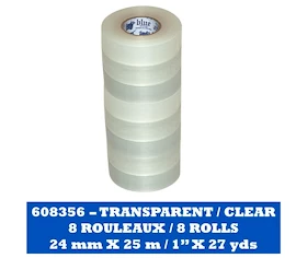 Klebeband am Schienbein Blue Sports Clear Poly Shin Pad Tape 24 mm x 25 m 8-Pack