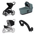 Stadt-Kinderwagen Thule Urban Glide 4-wheel Black + Bassinet Mid blue SET 4in1