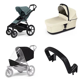 Stadt-Kinderwagen Thule Urban Glide 4-wheel Mid blue + Bassinet Soft beige SET 4in1